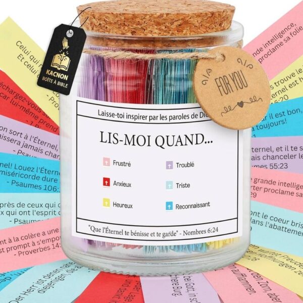 Avis Ikibook – Pot de versets bibliques KACNON, coffret en verre contenant 90 extraits spirituels pour rituel quotidien