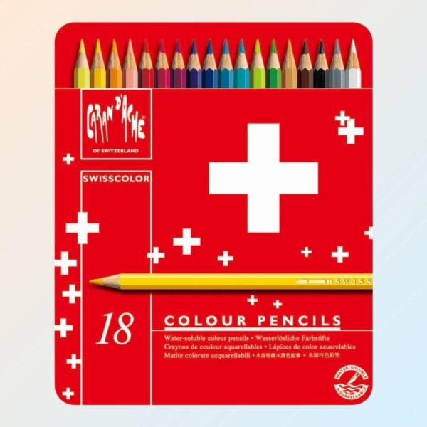 Avis Ikibook – Boîte de 18 crayons de couleur Caran d’Ache, qualité suisse, pigments intenses et durables pour dessin et coloriage