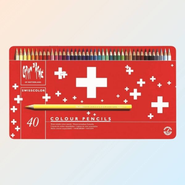 Avis Ikibook – Boîte de 40 crayons aquarellables Caran d’Ache, qualité suisse, pigments intenses et rendu aquarelle professionnel