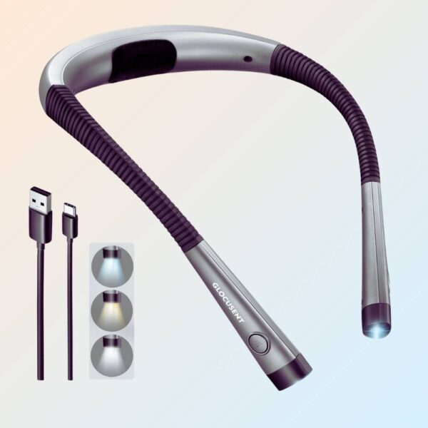Avis Ikibook – Lampe de lecture de cou rechargeable Glocusent, flexible et réglable, idéale pour lecture mains libres