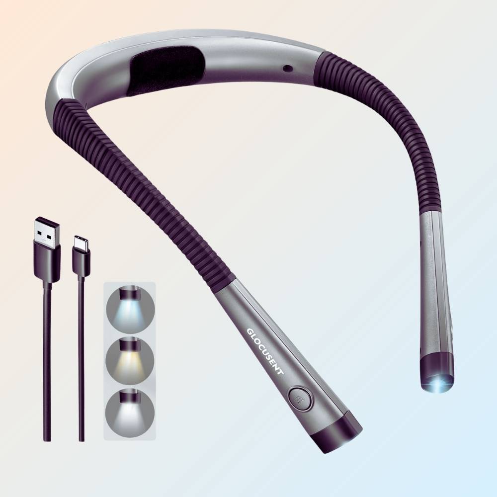 Avis Ikibook – Lampe de lecture de cou rechargeable Glocusent, flexible et réglable, idéale pour lecture mains libres