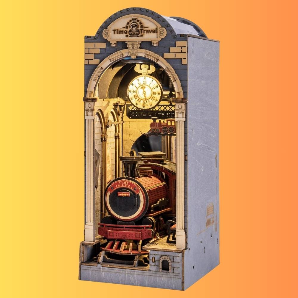 Avis Ikibook – Maquette serre-livre DIY Rolife Time Travel en bois, décoration rétro-futuriste inspirée de la science-fiction