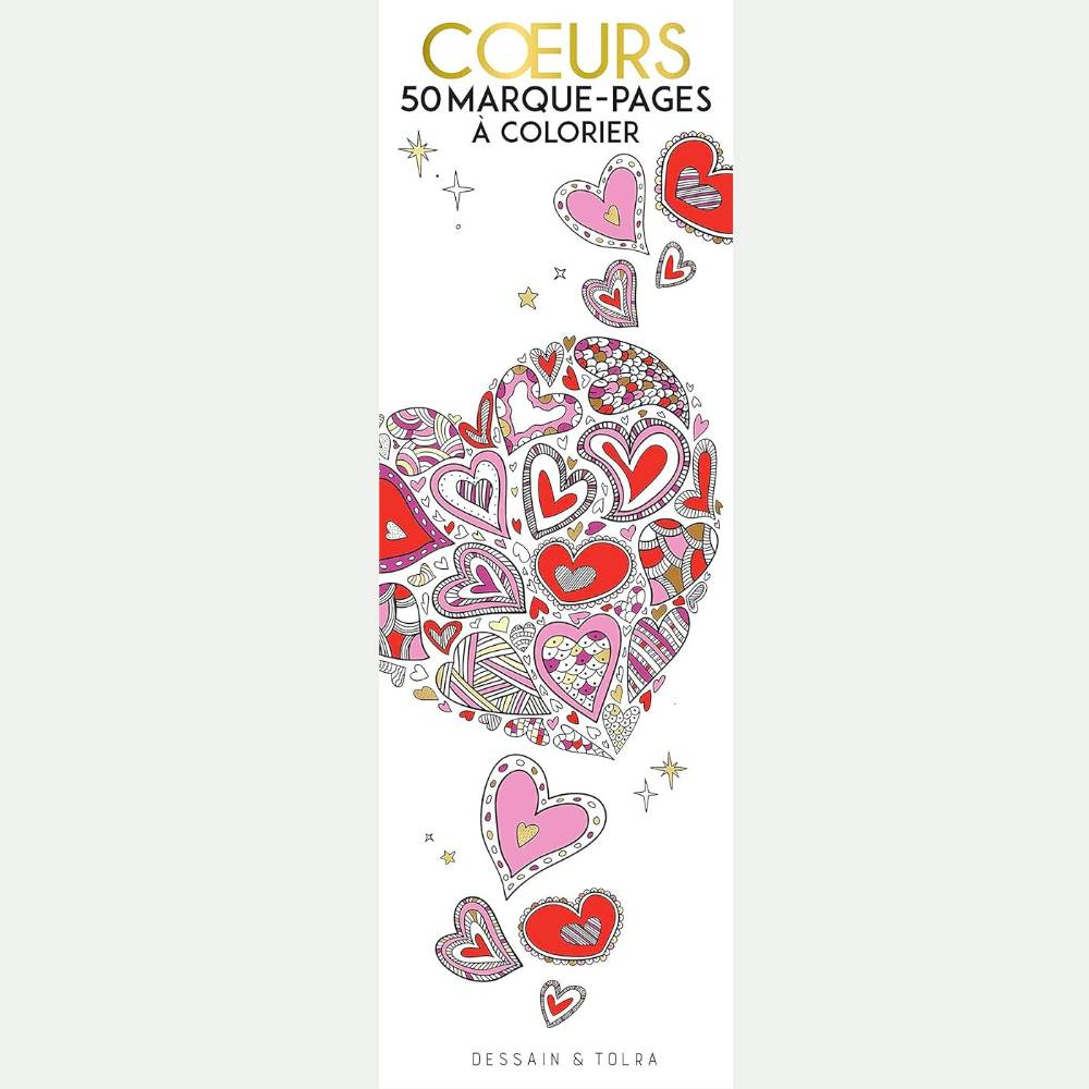 Avis Ikibook – Marque-pages Cœurs à colorier Dessain & Tolra, papier cartonné solide et créatif, idée cadeau ludique pour lecteurs