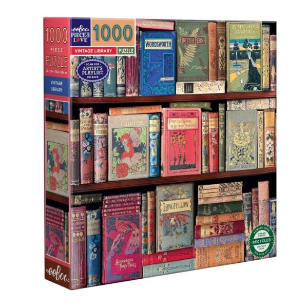 Avis Ikibook – Puzzle Bibliothèque Vintage eeBoo 1000 pièces, élégant et décoratif pour passionnés de lecture