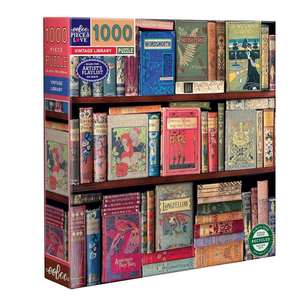 Avis Ikibook – Puzzle Bibliothèque Vintage eeBoo 1000 pièces, élégant et décoratif pour passionnés de lecture